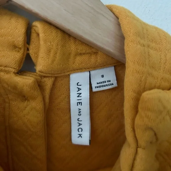 Janie and Jack Girls Size 8 Mustard Collared Quilted Modest Dress - Picture 2 of 4